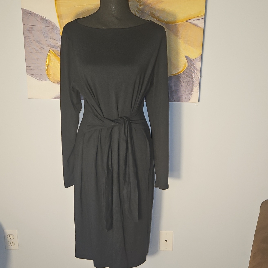 J. Jill Black Dress With Tie Front Sz Medium